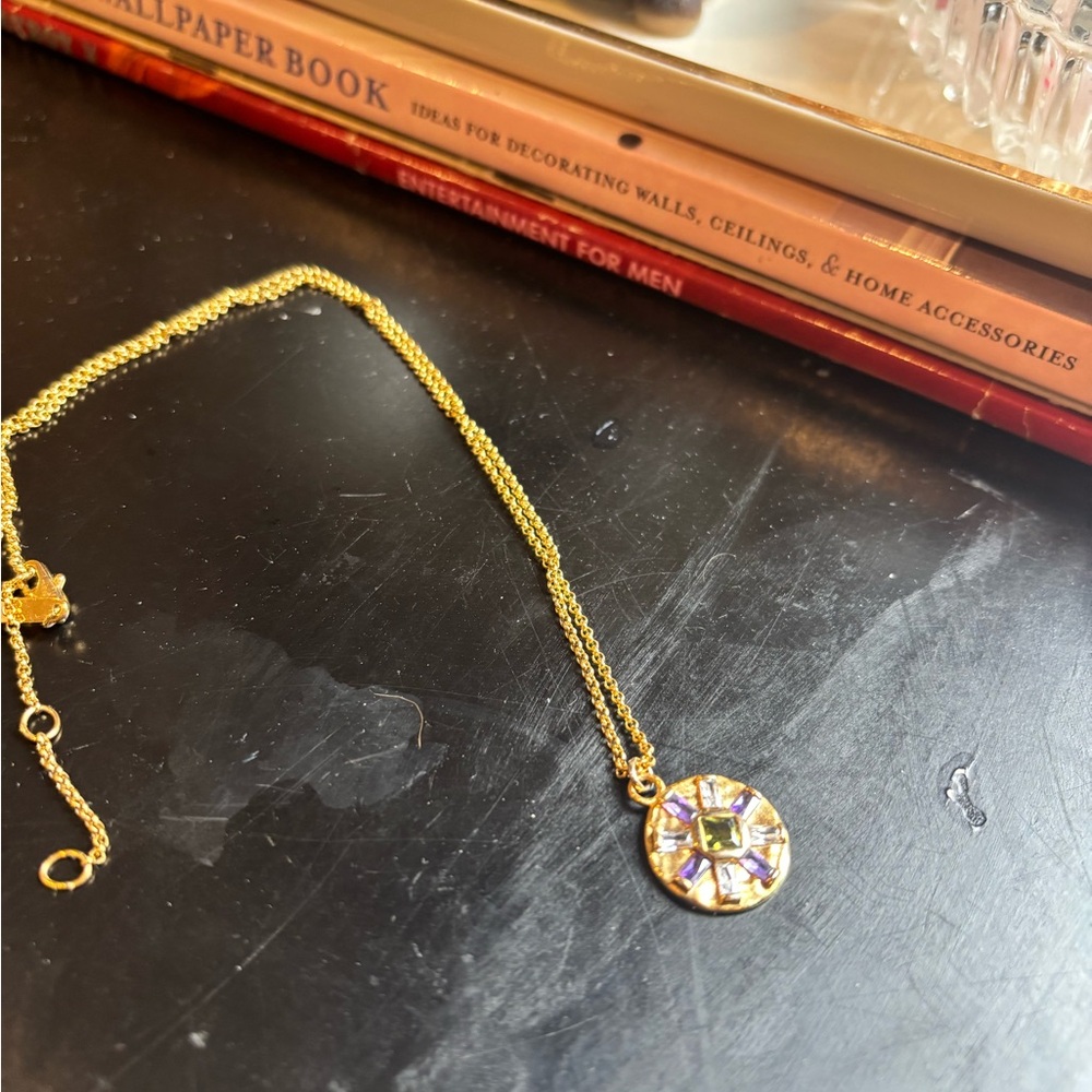 Purple and Gold Elegant Necklace with Pendant
